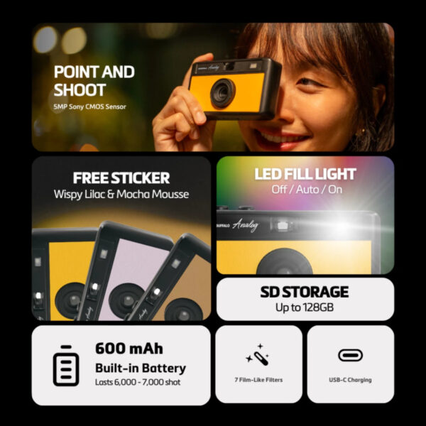 Red Buffalo Analog Digital Camera | Screen-Free Retro Vibe | 5MP Sensor | Film Look