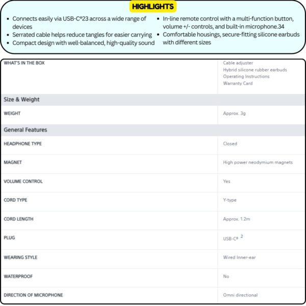 Sony IER-EX15C USB-C Wired In-Ear Headphones - EX15C