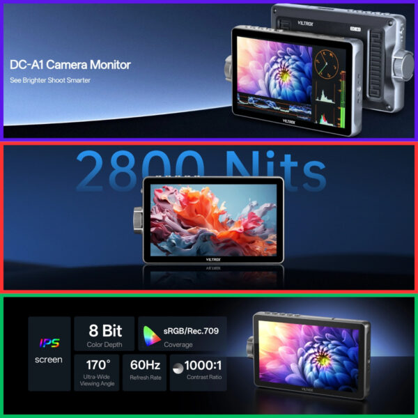 Viltrox DC-A1 7" HDMI 2.0 High-Bright On-Camera Monitor Touchscreen (4K Input & Loop Output)