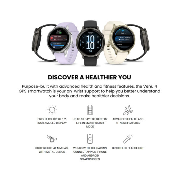 bf627cae9faf1184cebd789ad2153d88.jpeg Garmin Venu 4 Advanced GPS Smartwatch (45mm/41mm) | AMOLED | 10 Days Battery | Fitness Features