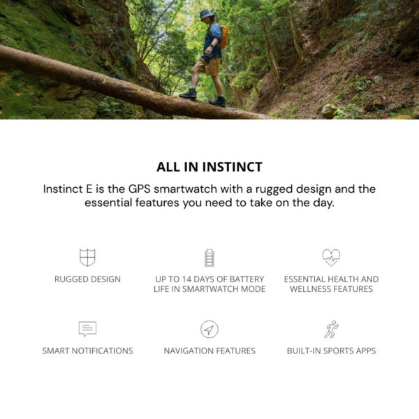 Garmin Instinct E Rugged Outdoor GPS Smartwatches Smartwatch | 16 Days Battery | Health Features | 40/45mm