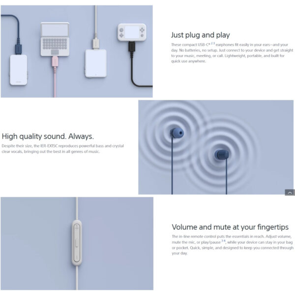 Sony IER-EX15C USB-C Wired In-Ear Headphones - EX15C