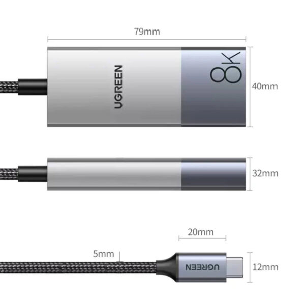 78eb8d65783005880626c1e73ffd2fbb.jpeg UGREEN USB-C TO HDMI FEMALE 8K@60HZ APAPTER with ALUMINUM CASE (HDMI V2.1, support 3D)