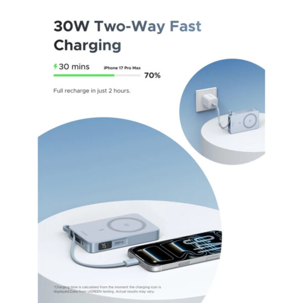 UGREEN MagFlow Magnetic Wireless Power Bank | 10000mAh | Qi2 25W | MagSafe-compatible