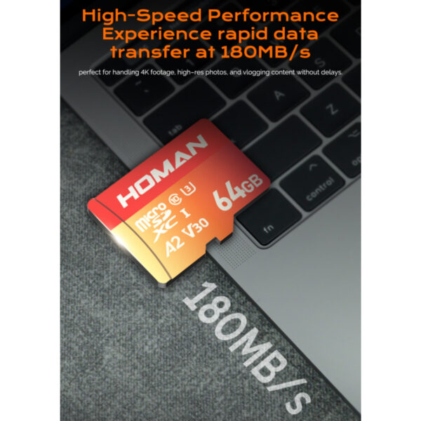 HOMAN UHS-I MicroSD Card A2 (180MB/s Class 10 U3 V30) - 512GB
