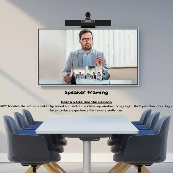 [PRE-ORDER 30 Days] Rocware RB20 4K Dual-Lens PTZ Video Bar | AI Tracking | 8-Mic Array | Medium–Large Meeting Rooms