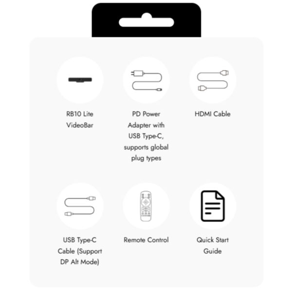 [PRE-ORDER 30 Days] Rocware RB10 Lite / RB10Lite All-in-One 4K BYOD Video Bar for Huddle Space with Group & Speaker Framing