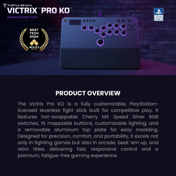 Turtle Beach Victrix Pro KO Leverless Fight Stick for PC, PlayStation