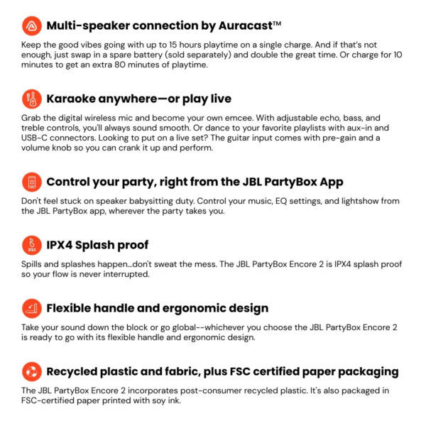 JBL PartyBox Encore 2 Portable party speaker with 2 mic