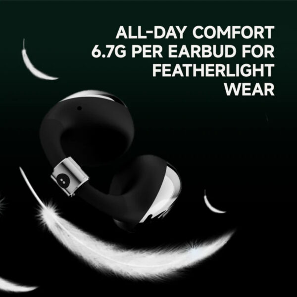 BUTTONS Clip Open-ear earbuds 12mm Titanium Driver Dual beamforming Mic Reduce wind & ambient noise