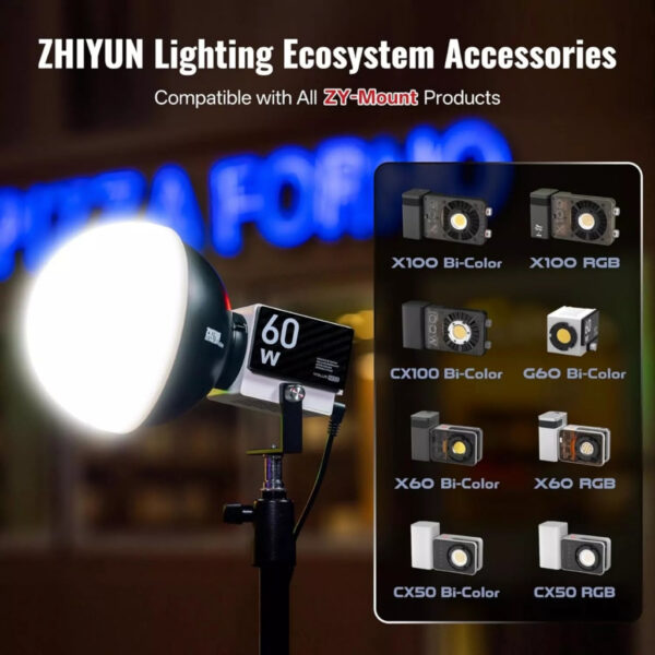 ZHIYUN Mini Softbox, Video Light Dome Diffuser For G60 / X100 / X60 / CX100 Light With ZY Mount