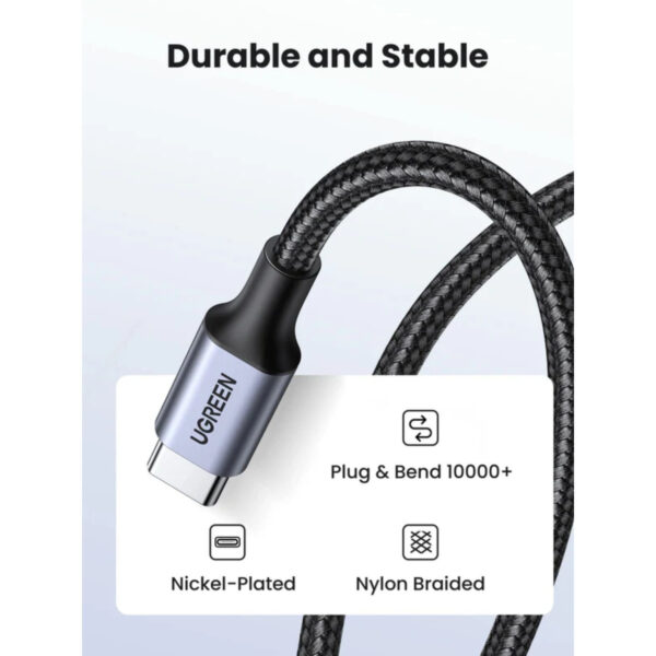 c6ac88e2a72fbd55855ae6bf9e83bff3.jpeg UGREEN USB-C to USB-C Cable 60W (PD Fast Charging Cable with Braided)