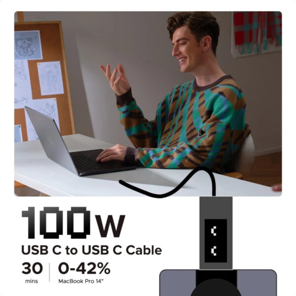 b3e56fc5dbdab9e207f6c846ee0eadcd.jpeg UGREEN Uno USB-C to USB-C PD Fast Charging Cable | 100W | 1 Meter - 35501