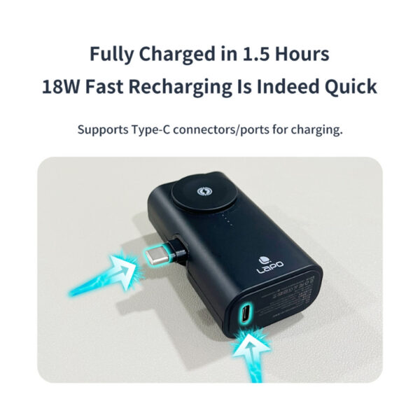 LaPO 5000mAH Fast Charging Pocket Power Bank with Wireless Charging (WT-12)