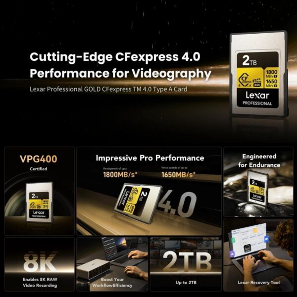 Lexar Professional GOLD CFexpress 4.0 Type A Card | 8K RAW Video Recording