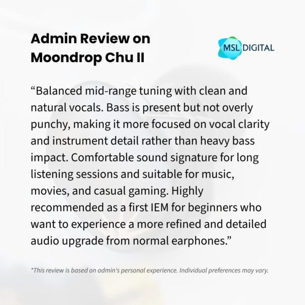 MOONDROP CHU II / CHU II DSP In-Ear Monitor IEM Wired Dynamic Driver HiFi In-ear Headphone (Chu 2) [READYSTOCK]