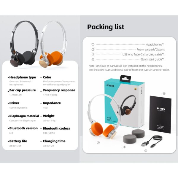 FiiO EH11 Wireless Bluetooth On-Ear Retro Headphones | Bluetooth 6.0 | LDAC | 30 Hours Battery Life