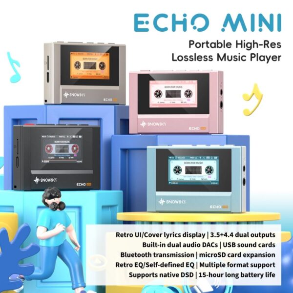 FiiO Snow Sky Echo Mini HiRes Lossless Bluetooth MP3 Music Player [3.5mm/4.4mm Outputs]