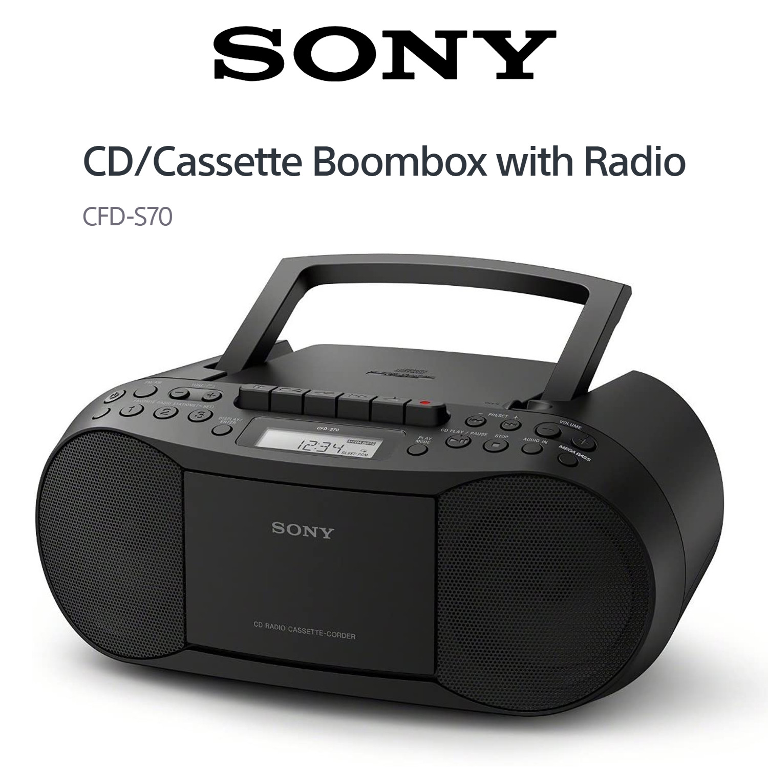 Sony CFDS70 Portable CD Cassette Boombox Player with Radio Stereo RMS