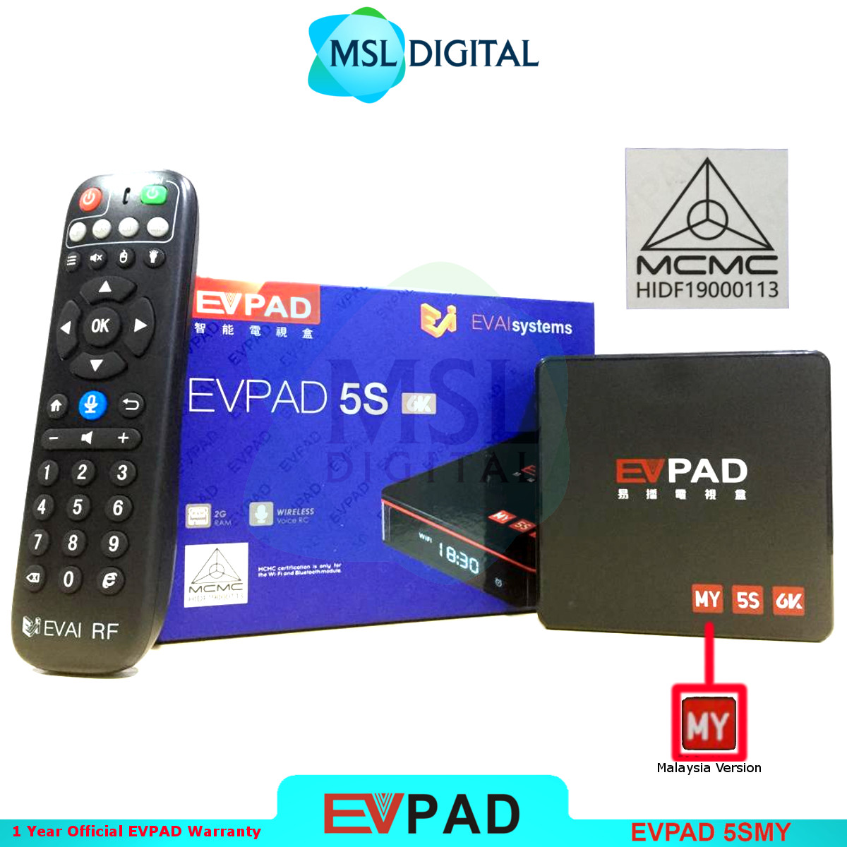 EVPAD 5S MY 2+16GB ANDROID TV BX (1 Year Official Warranty Evpad Malaysia  set) - MSL Digital Online Store