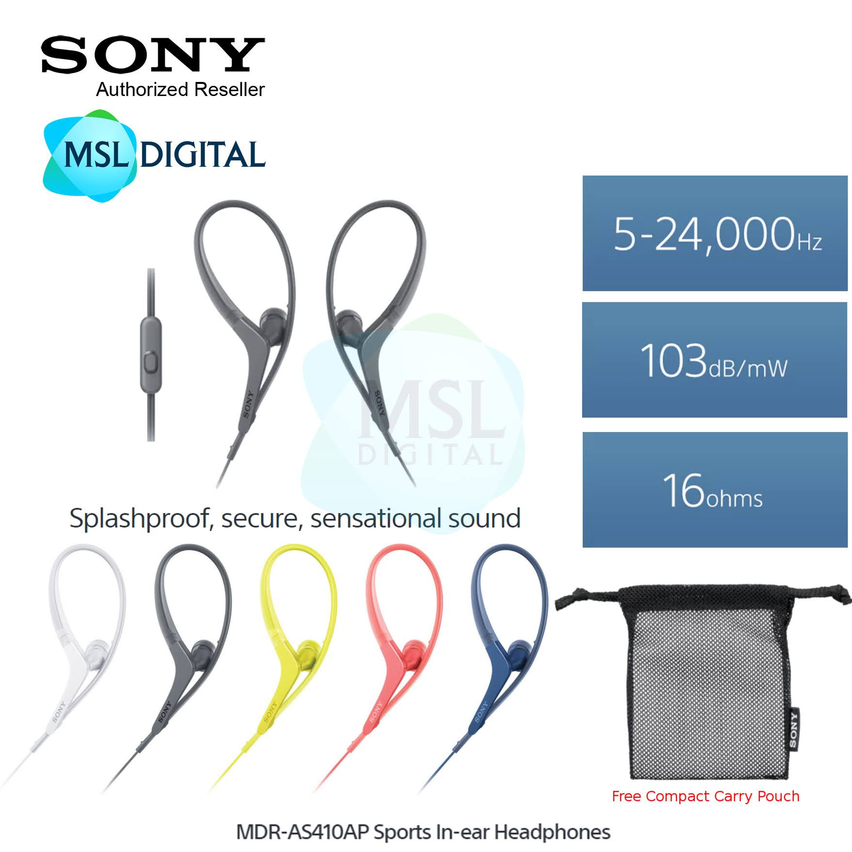 Sony MDR AS410AP Sport In Ear Headphone 1 Year Sony Malaysia