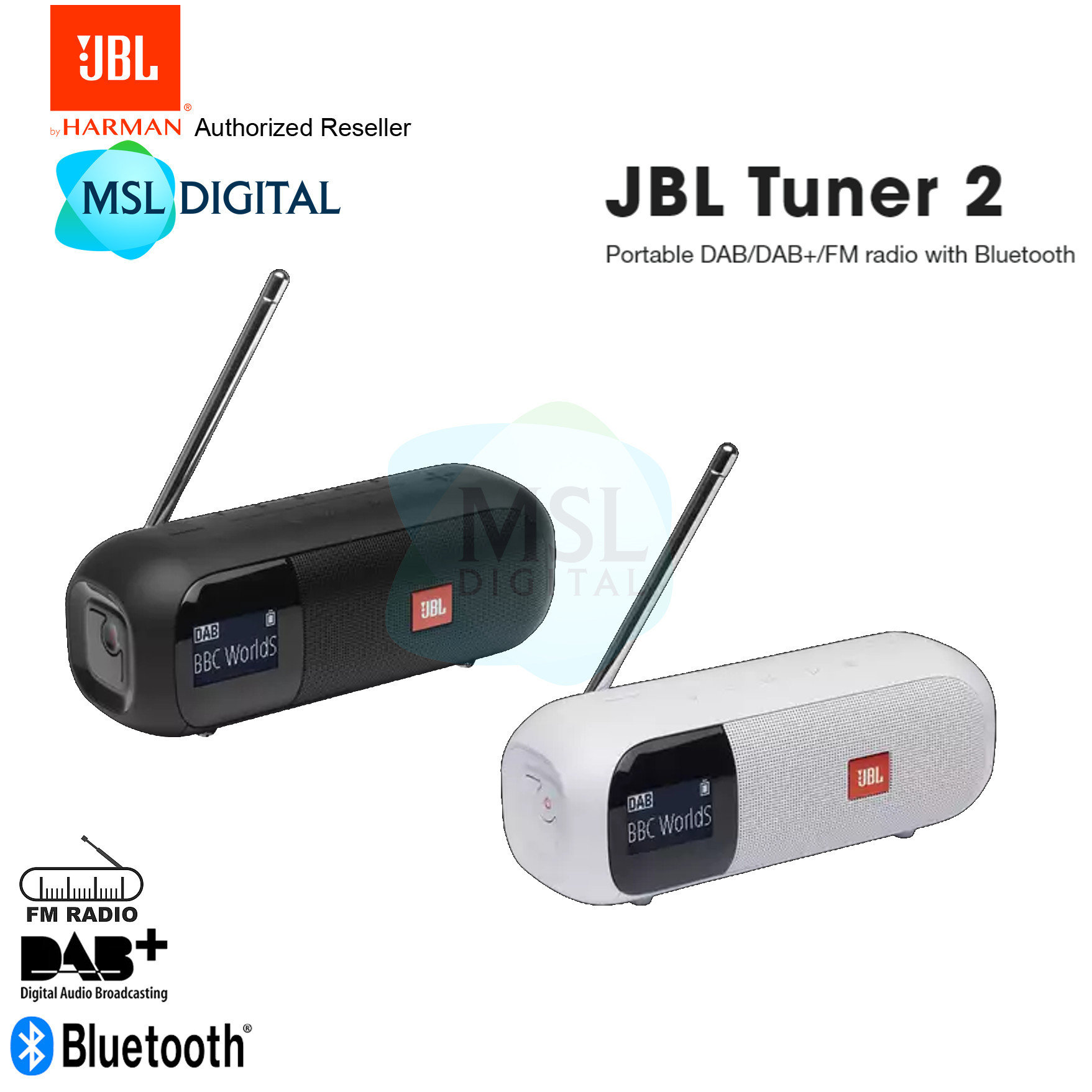 JBL Tuner 2  Portable DAB/DAB+/FM radio with Bluetooth