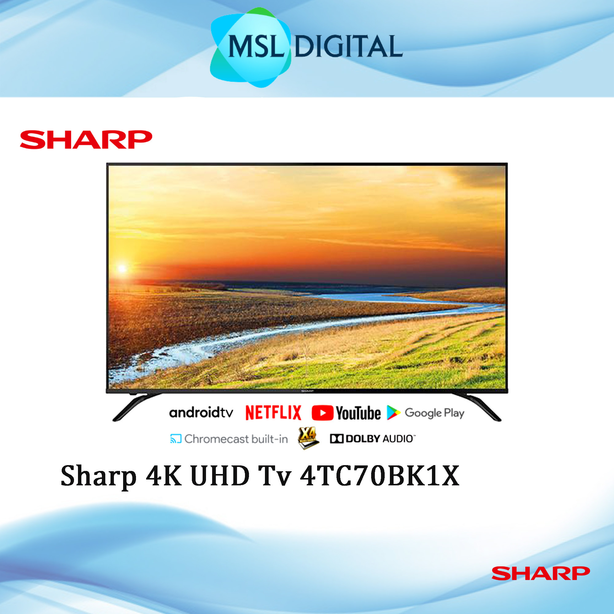 SHARP AQUOS 65 Inch 4K UHD Android TV 4TC65CK1X MSL Digital Online