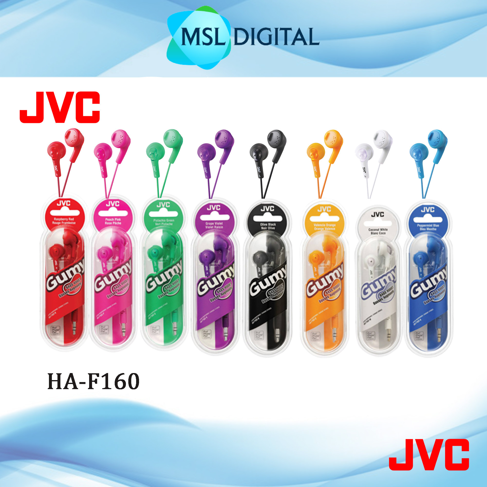 JVC HAF160 Gumy In Ear Headphones Bass Boost Driver 13.5mm Frequency