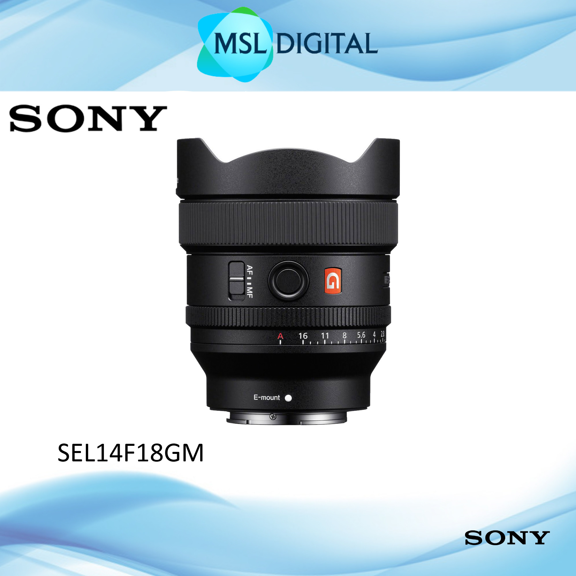 Sony FE 14mm F1.8 GM E-Mount ultra wide angle prime G-Master Lens with