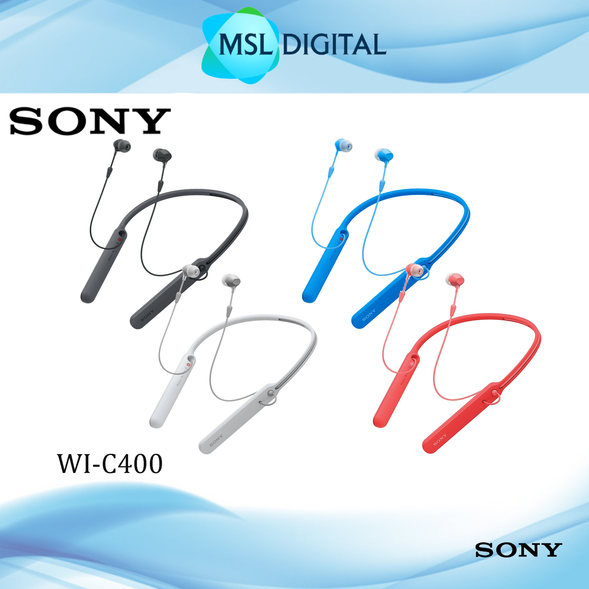 Sony Wi C400 Wireless Bluetooth In Ear Headphones Tangle Free Cable Vibration Msl Digital 9400