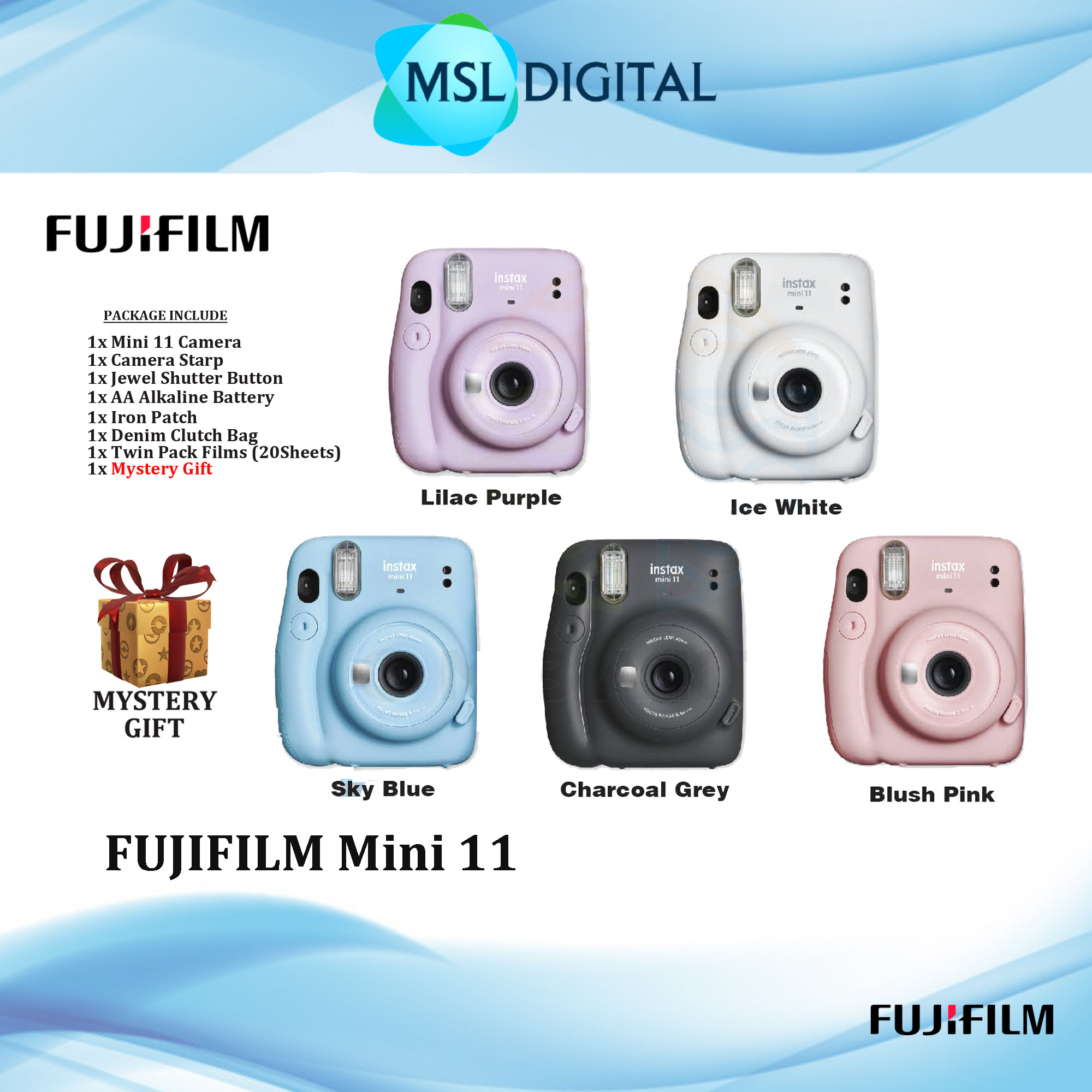 FUJIFILM Instax Mini 11 Instant Camera Polaroid Camera (Free Gift