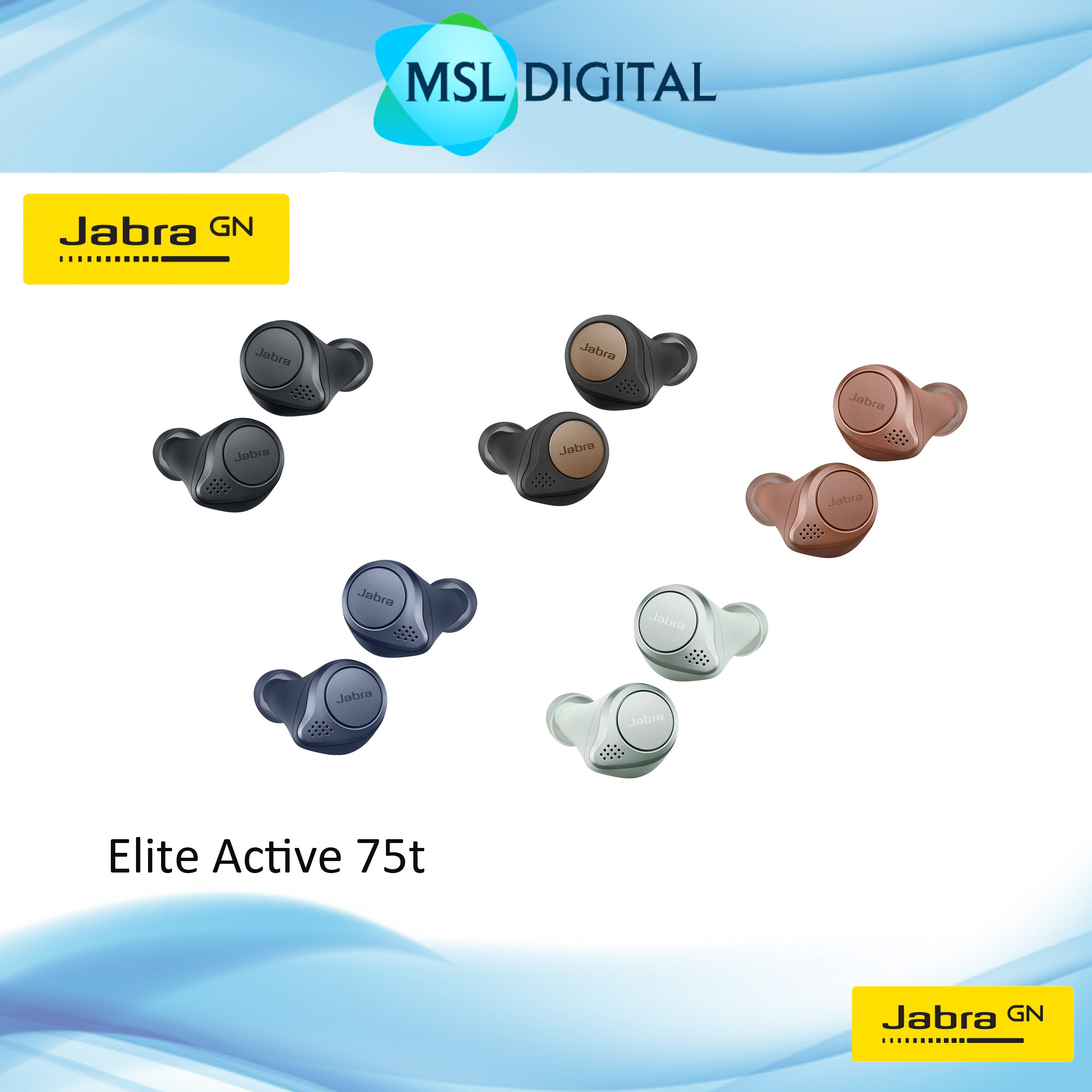 Jabra Elite Active 75t True Wireless Earbuds Waterproof Earphone 4 ...