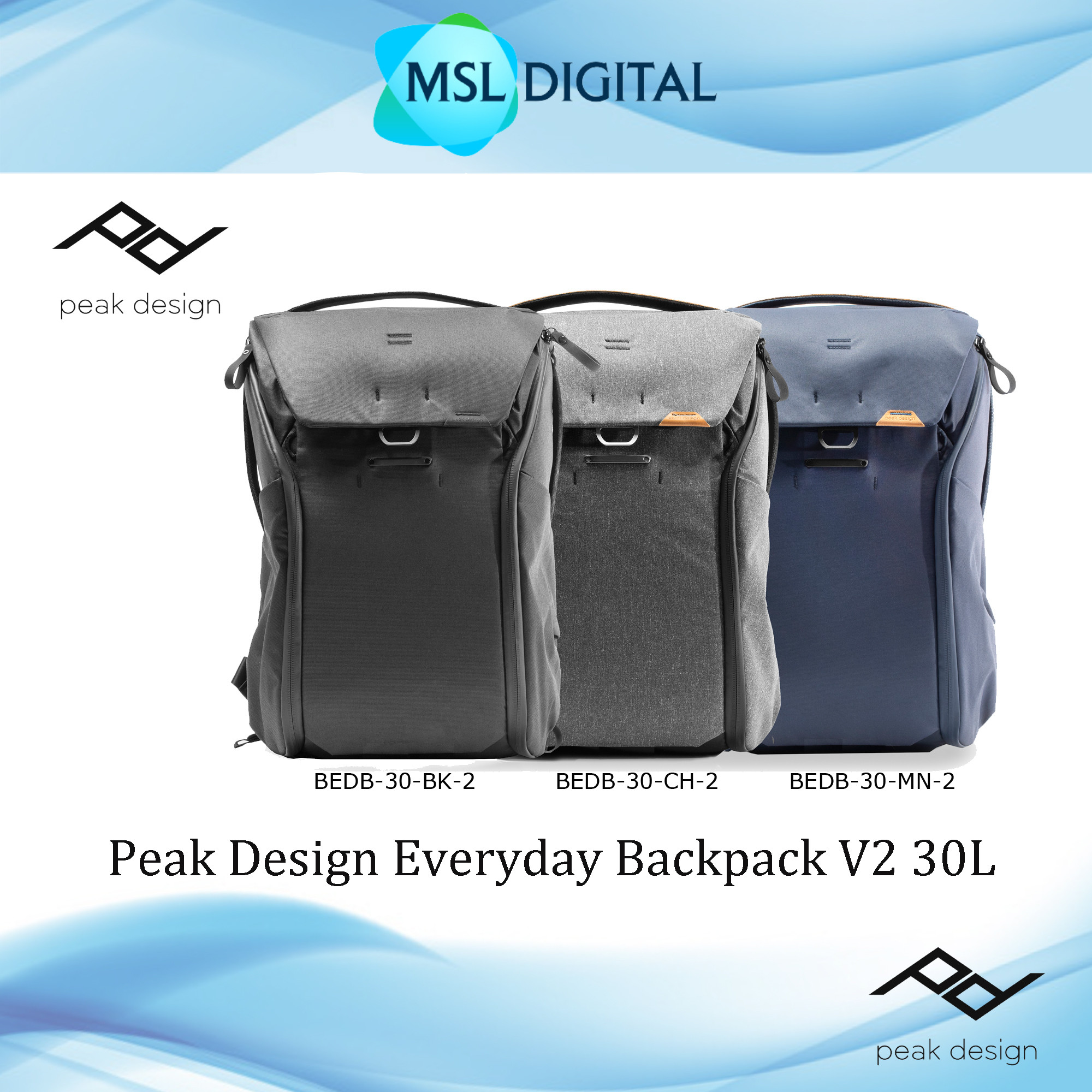 Peak Design Everyday Backpack 30L V2 Fits Cameras plus accessories