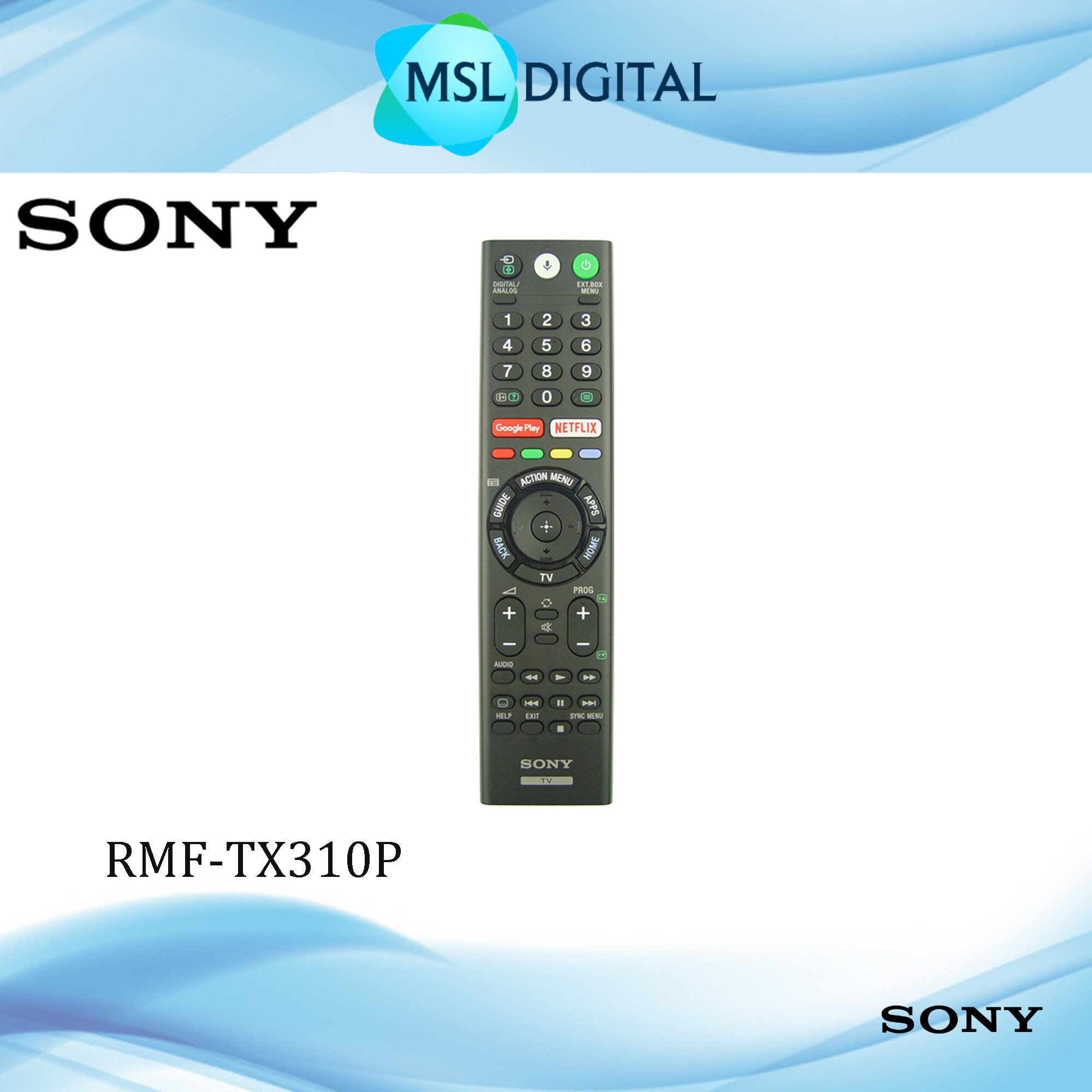 Sony RMFTX310P Bravia TV Remote Control with Microphone Voice Button + Google Play & Netflix
