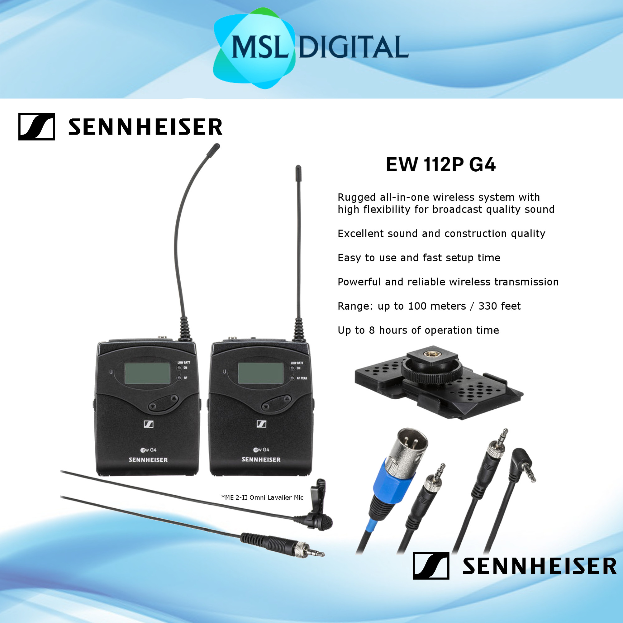 Sennheiser Ew P G Camera Mount Wireless Omni Lavalier Microphone