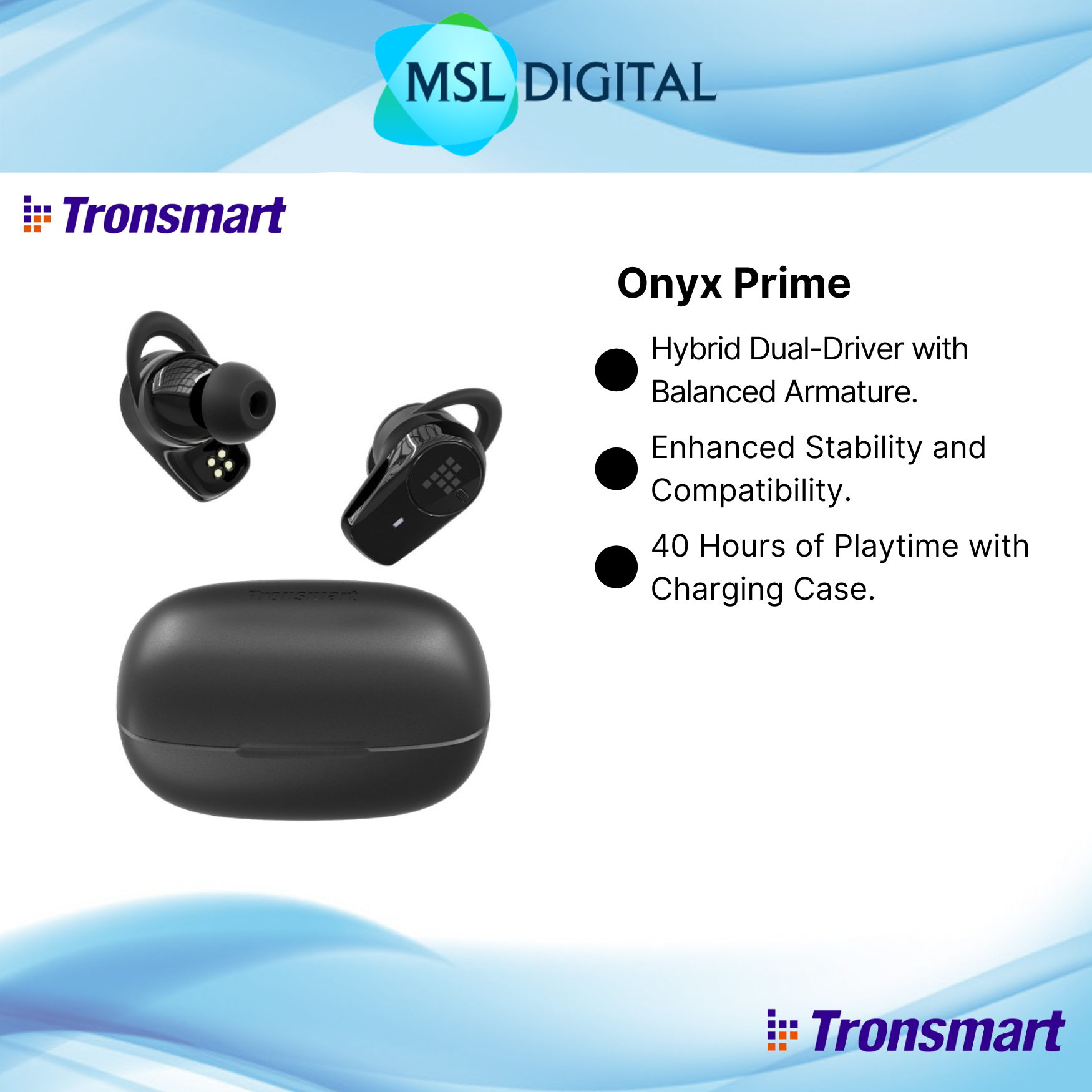 Tronsmart Onyx Prime Dual-Driver Wireless Earbuds - MSL Digital Online ...