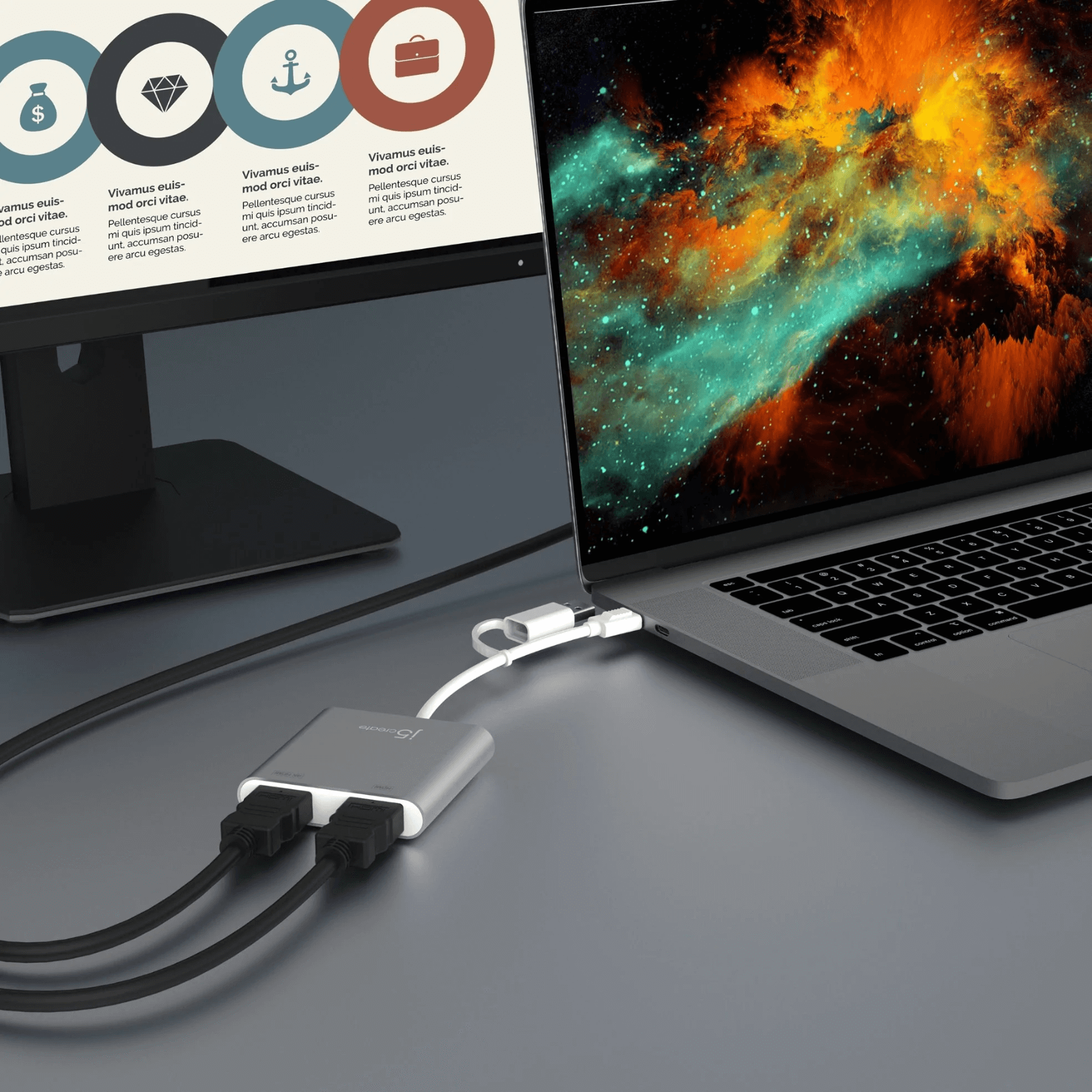 J5 create USB TypeC to dual HDMI multimonitor adapter JCA365 MSL