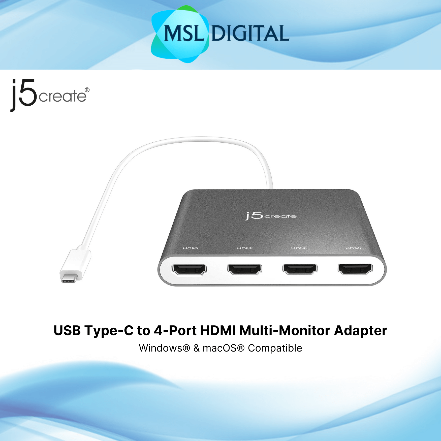 j5create JCA366 USB Type-C to 4-Port HDMI Multi-Monitor JCA366