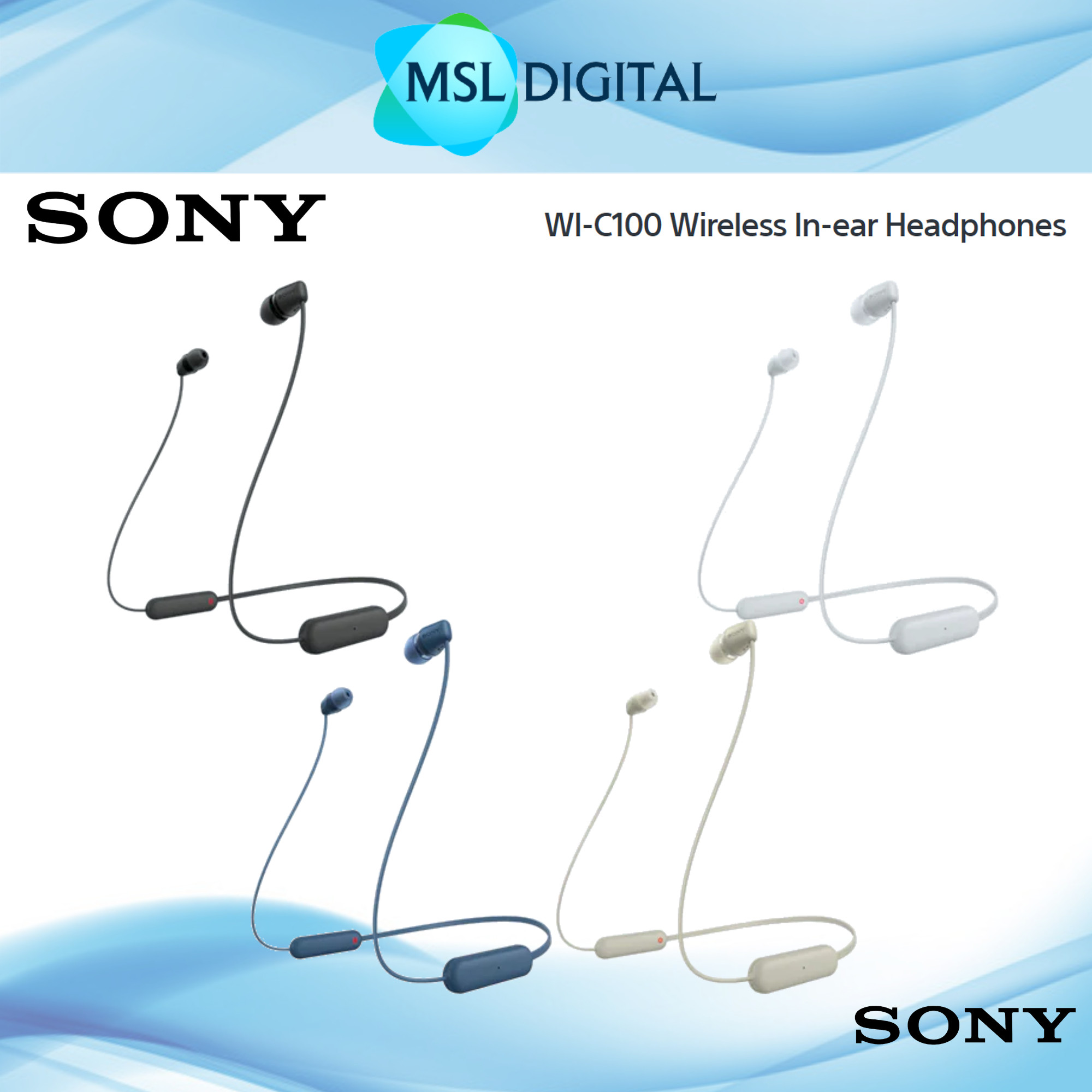 Sony Wi C100 Wireless In Ear Headphones 25 Hours Battery Life Water Resistance Ipx4 Voice 5887