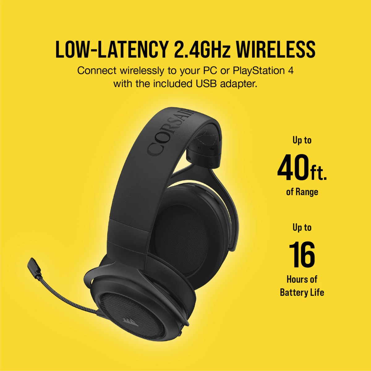 Corsair HS70 PRO WIRELESS Gaming Headset 7.1 Surround Sound USB