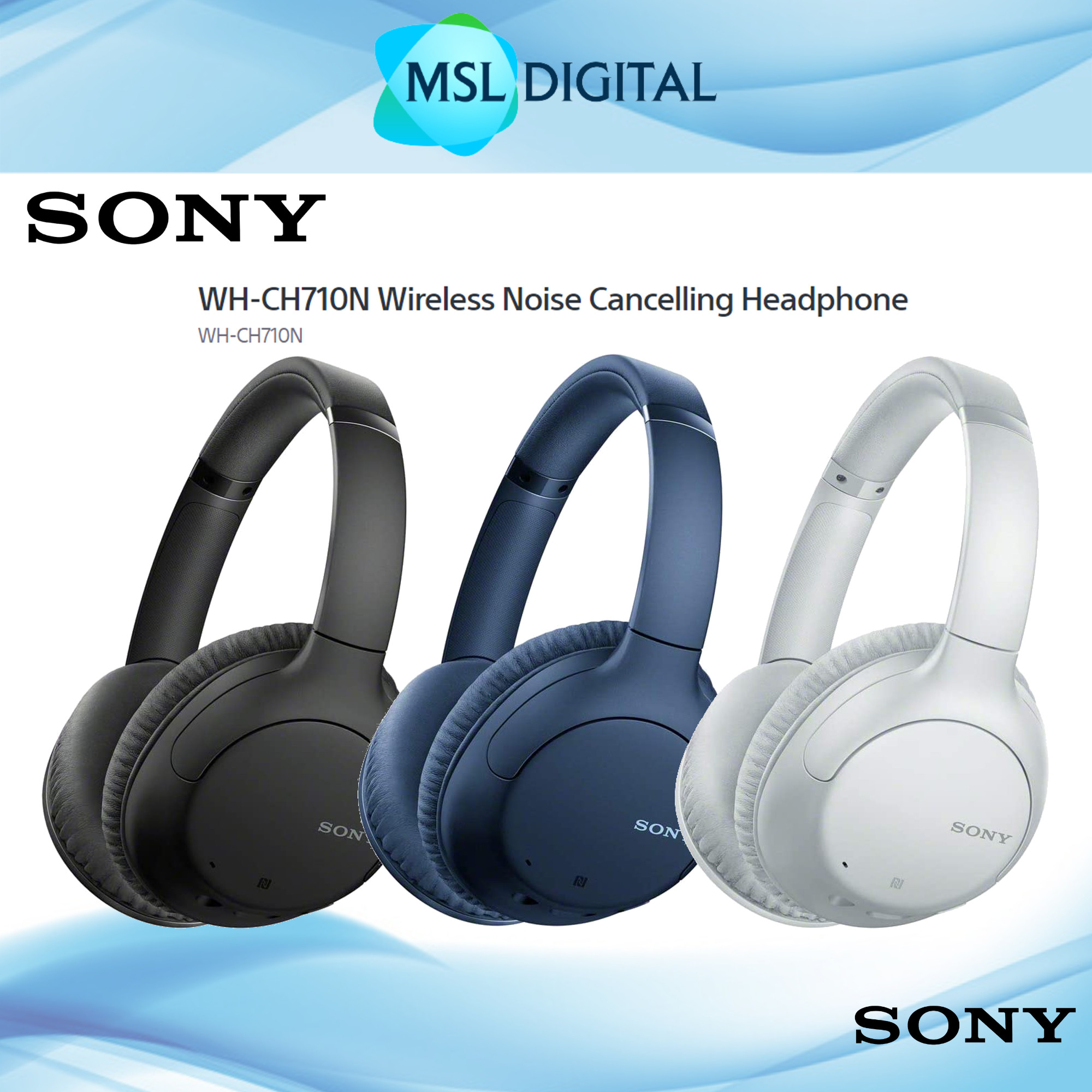 Sony WH-CH710N / CH710N Bluetooth Wireless Headphones Over-Ear Noise ...