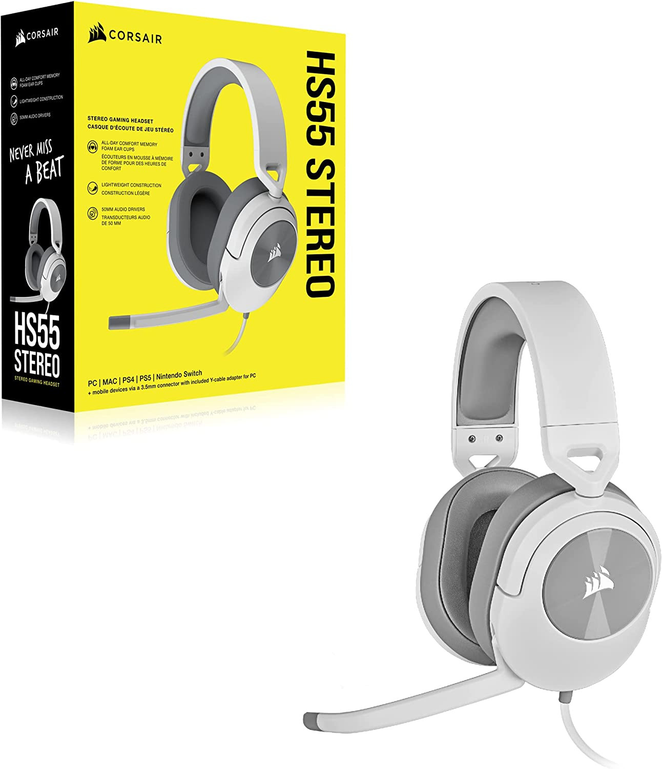 CORSAIR HS55 Stereo Gaming Headset, Multi-Platform Compatible (PC