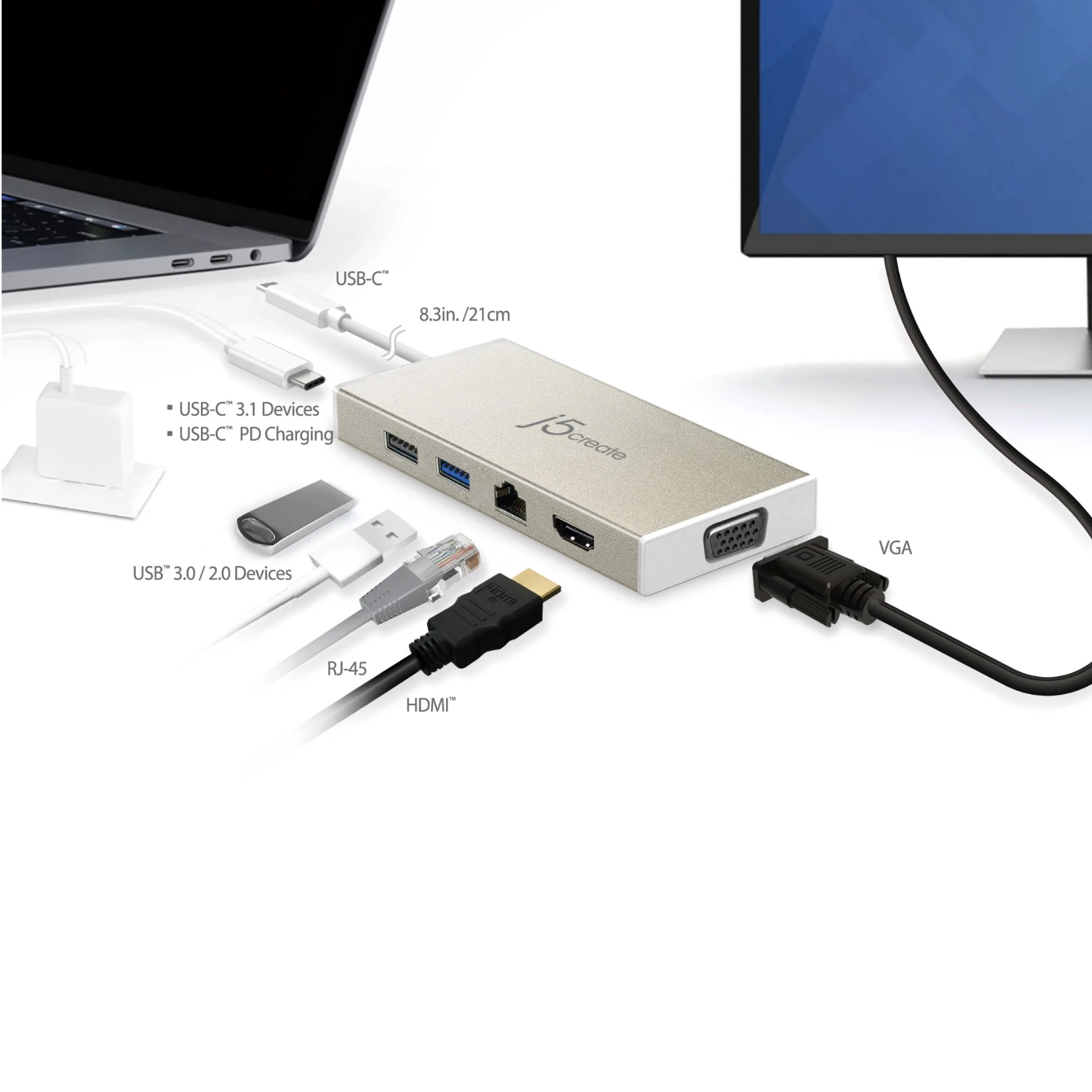 J5create JCD376 USBC™ Multiport Adapter with Power Delivery MSL