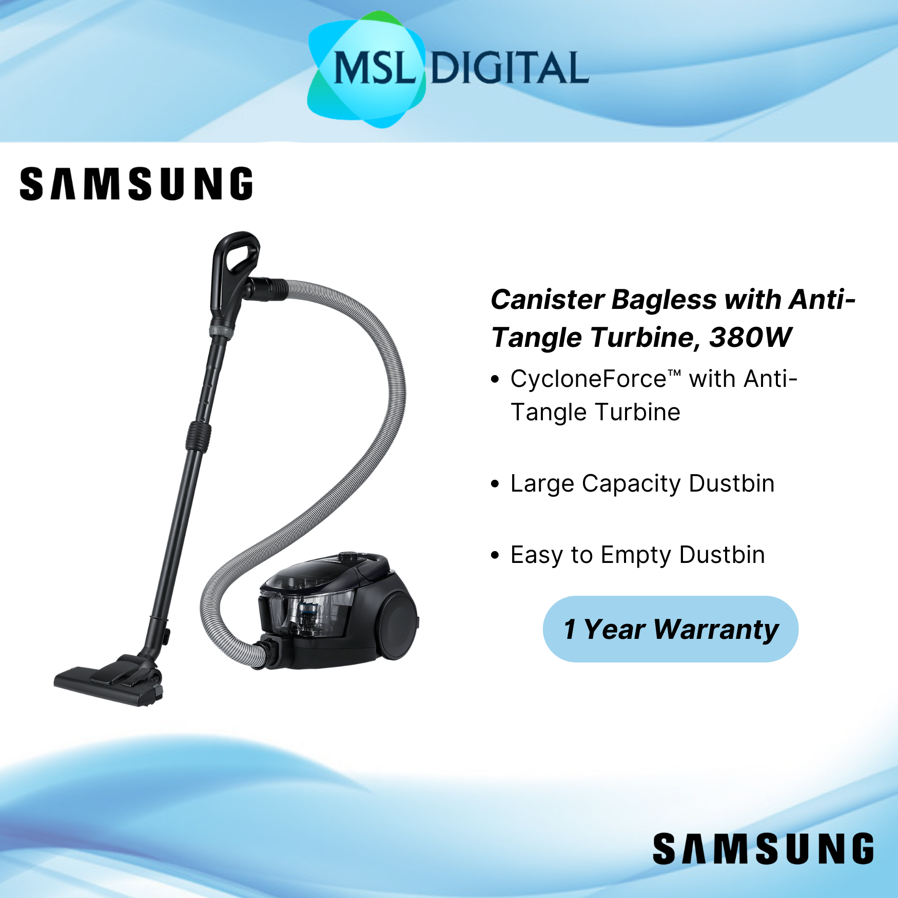 Samsung Canister Bagless Vacuum VC18M3160VG/ME MSL Digital Online Store