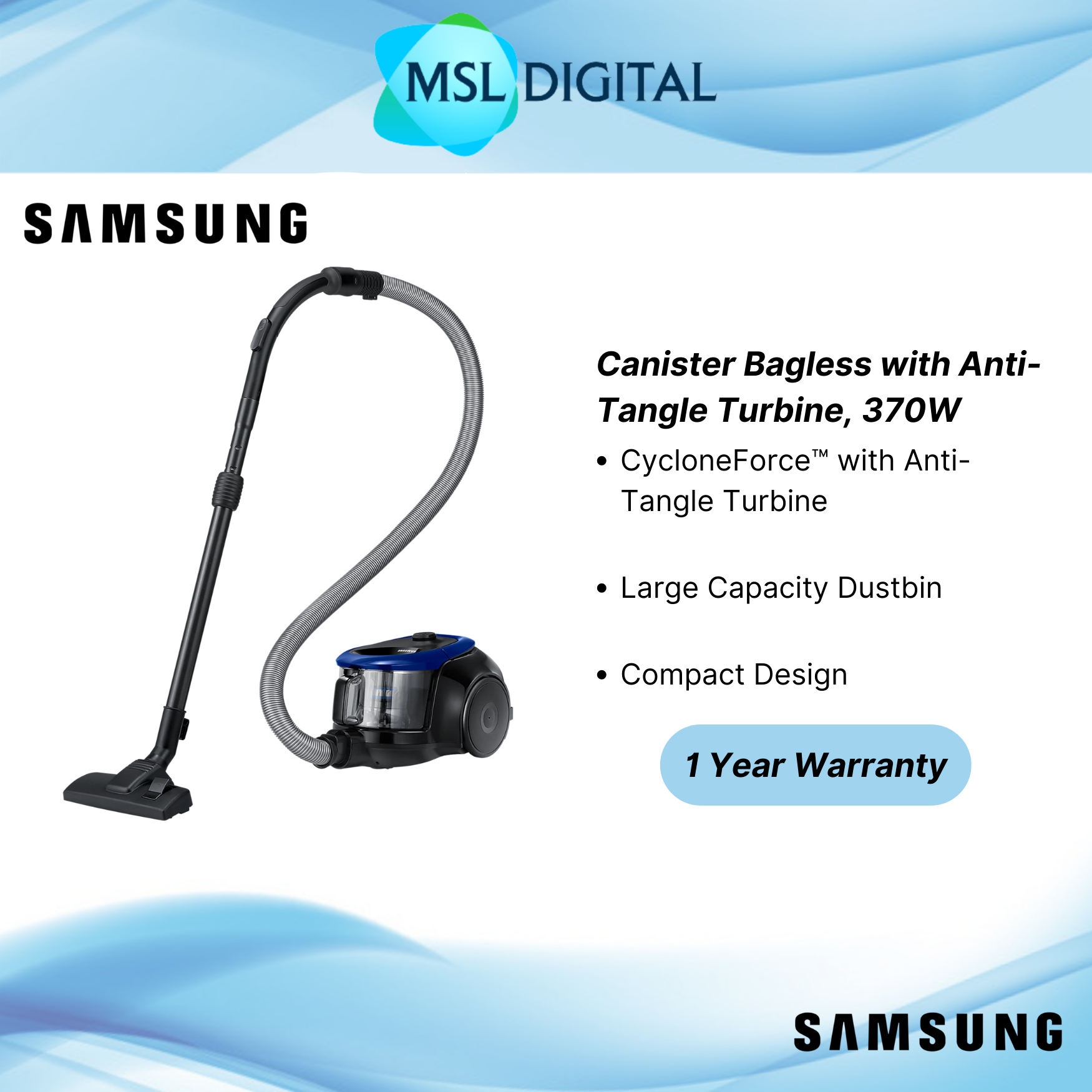 Samsung Canister Bagless Vacuum VC18M2120SB/ME MSL Digital Online Store