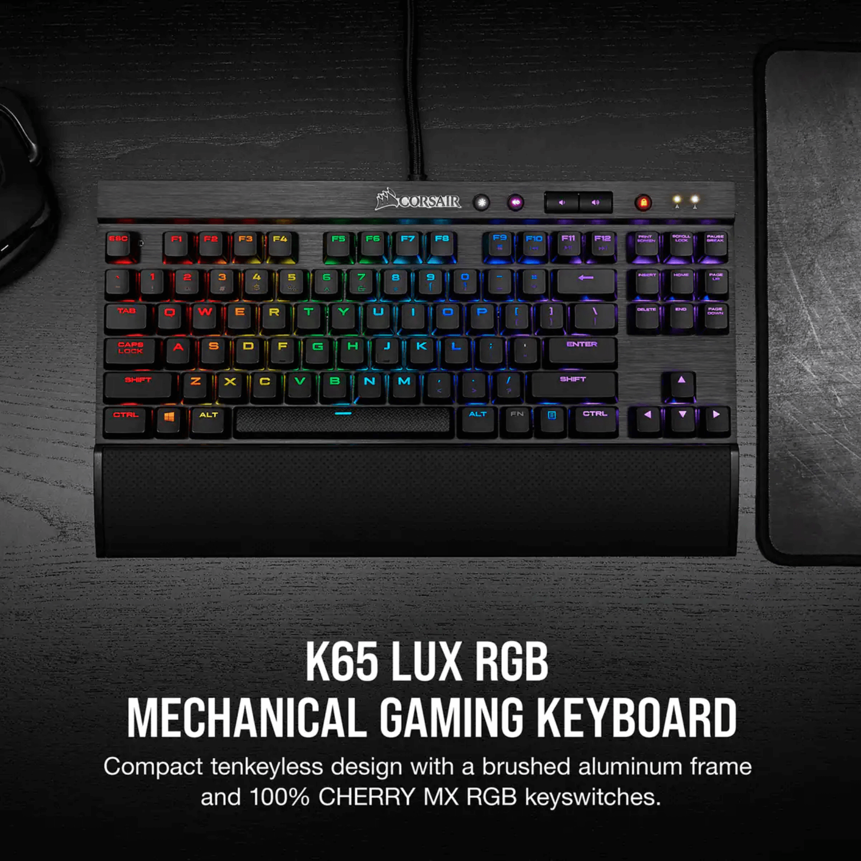 K65 Corsair K65 LUX RGB Tenkeyless Mechanical Gaming Keyboard — Cherry MX ...