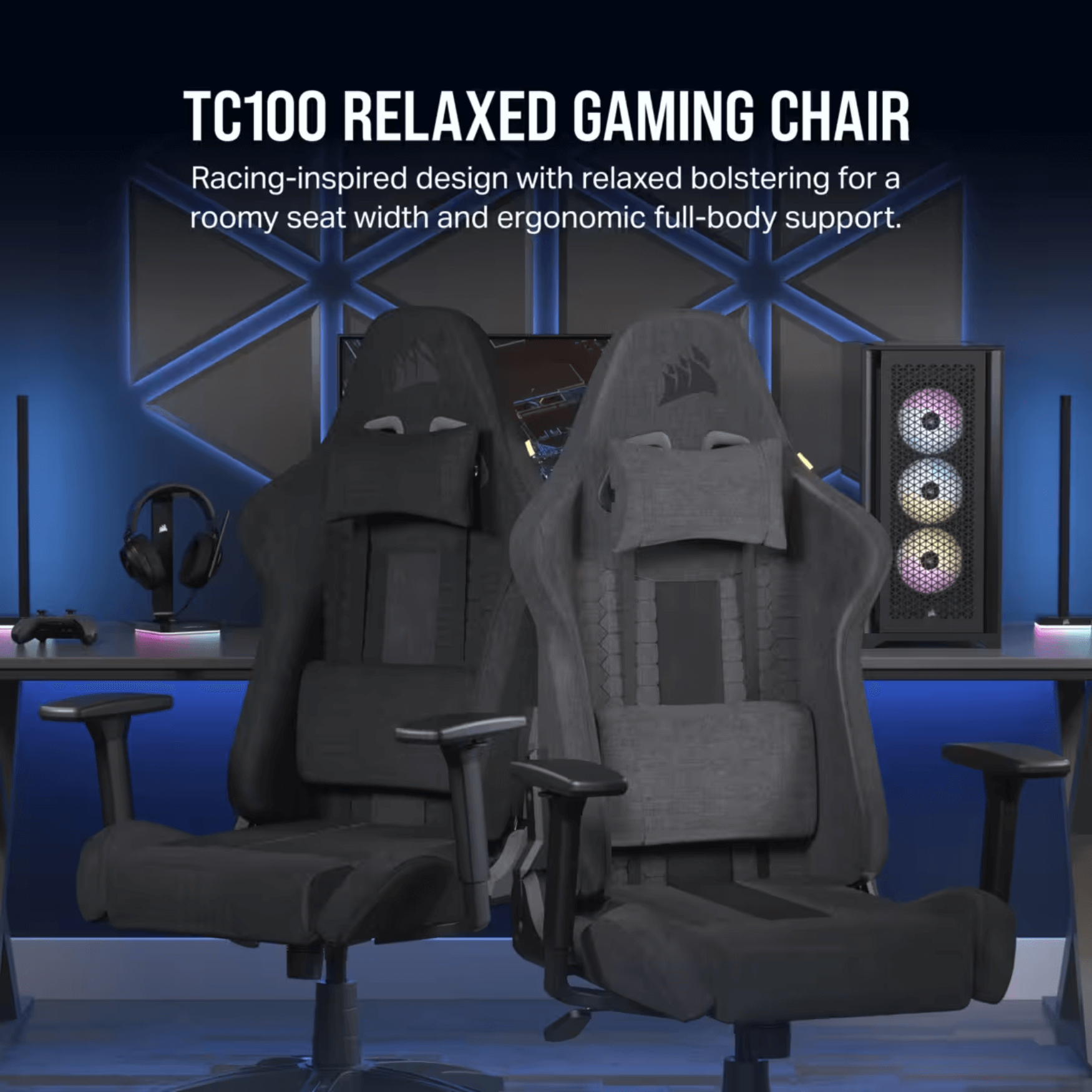 CORSAIR TC100 Relaxed Adjustable Armrest, Backrest, Height Gaming Chair ...