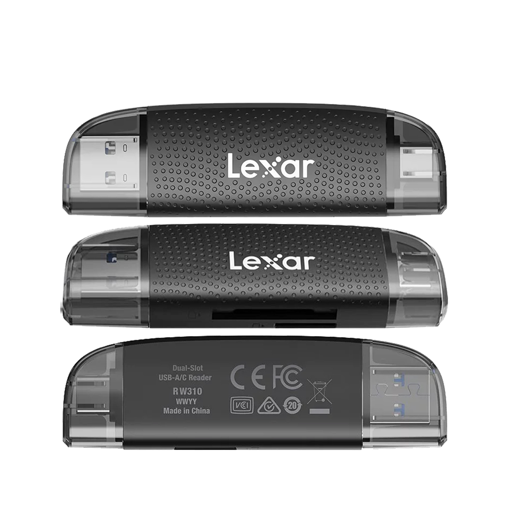 Lexar RW310 Memory Card Reader, USB 3.2 Gen 1 Up to 170MB/s Speeds 2 in 1  USB-C USB-A for SD/Micro SD/SDHC/SDXC Camera Card Reader Adapter, OTG Micro