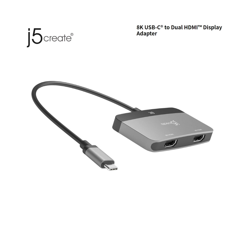 J5create JCA465 8K USBC to Dual HDMI MultiMonitor Adapter MSL
