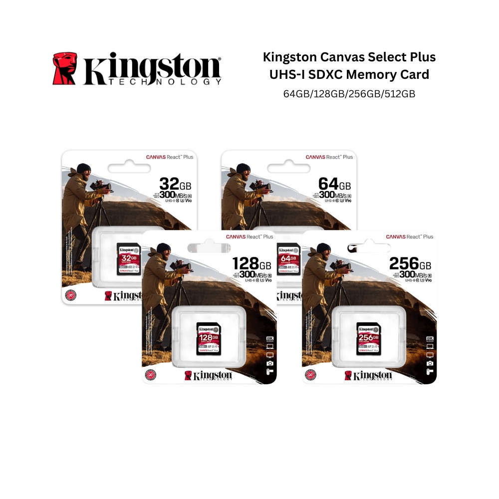Kingston Canvas React Plus Class 10 SD Cards  UHS-II, U3, V90 - 32GB-256GB  – Kingston Technology